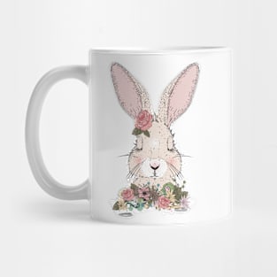 dreaming rabbit with floral ornament Mug